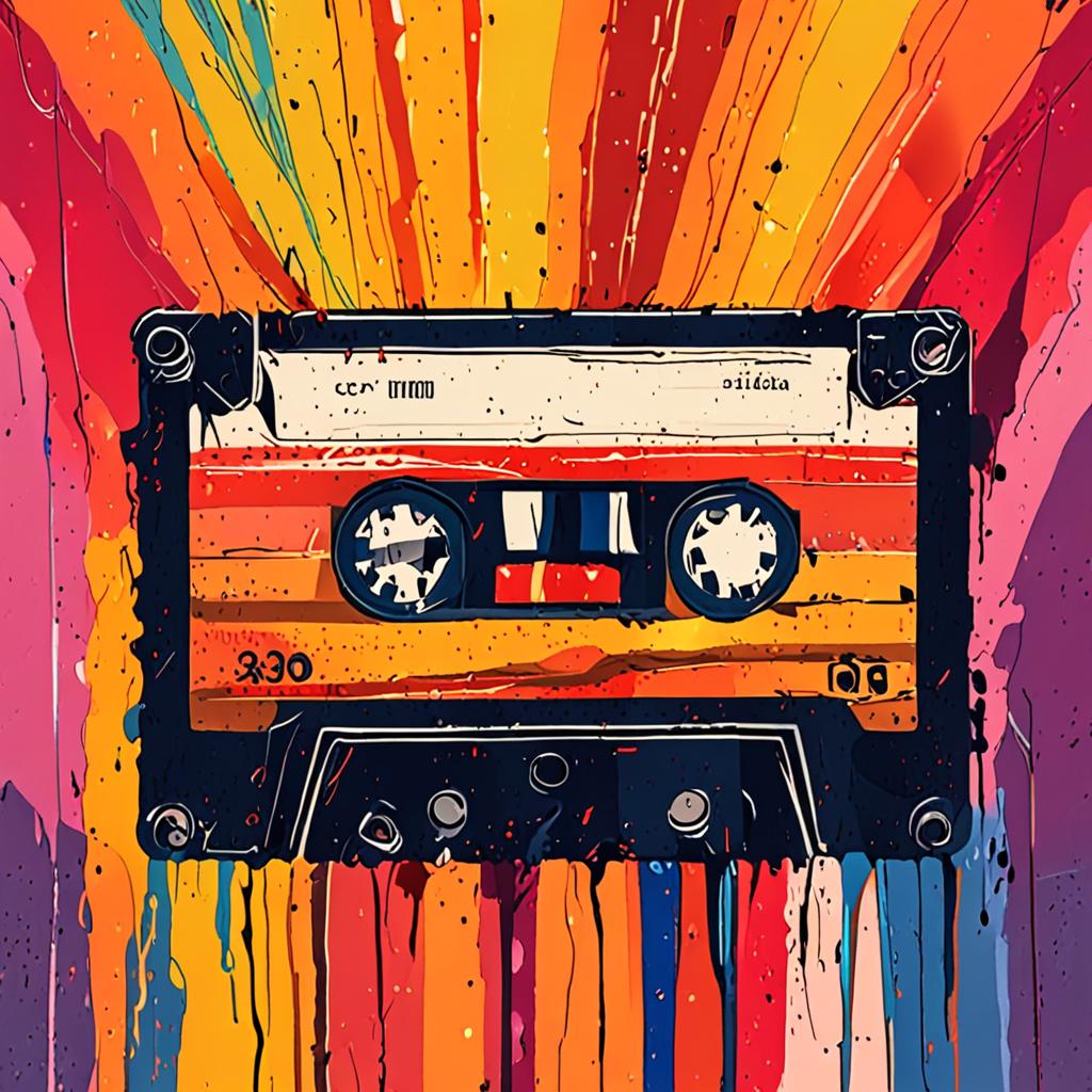 vintage cassette tape, warm lighting, nostalgic atmosphere, close-up